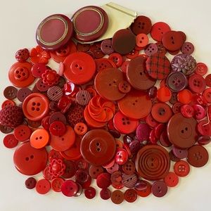 Vintage 170+ Piece Red Tone Button Lot Collection
